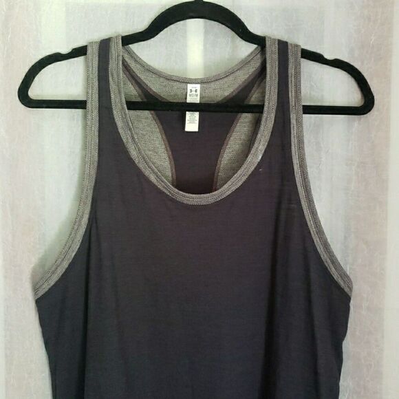 Under Armour Threadborne Tank Top Racerback Logo Heat Gear Active Black Size M - Picture 4 of 10